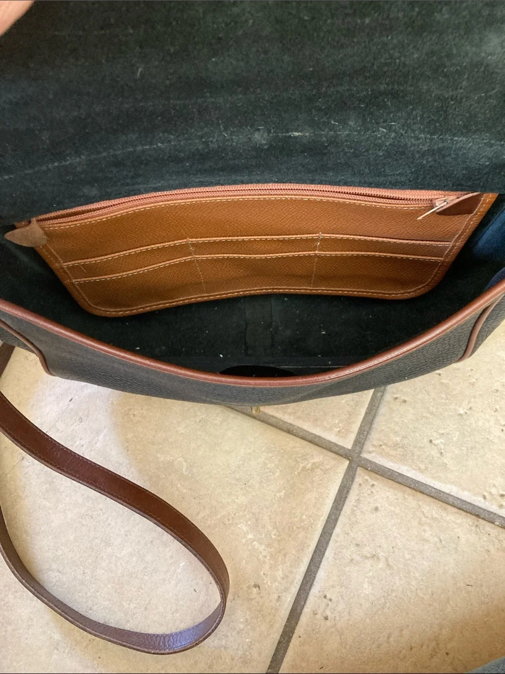 Dooney & Bourke Brown and Black Leather Crossbody Bag